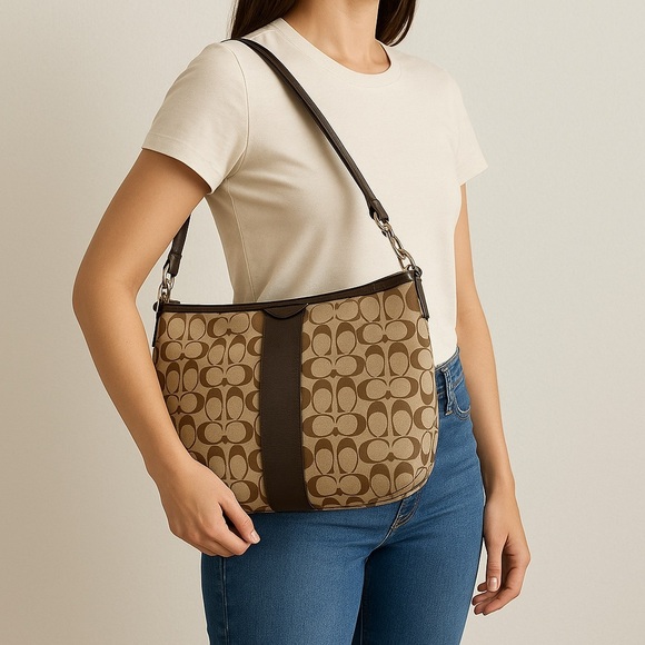 Coach Brown and Black Shoulder Bag with Signature Style - Picture 1 of 9